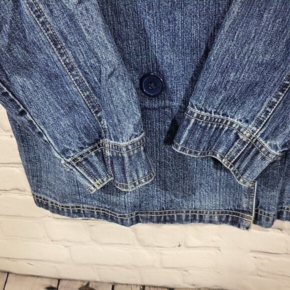 Crossroads Denim Jacket Womens L Large Vintage Button Up 100% Cotton Blue - Picture 4 of 10